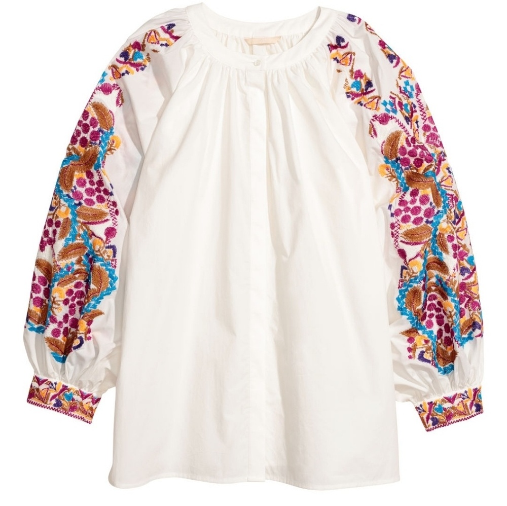 HM blouse with embroidary (light beige) size 2